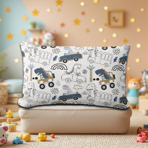 Friendly Dinosaurs in Cars Pattern Lumbar Pillow