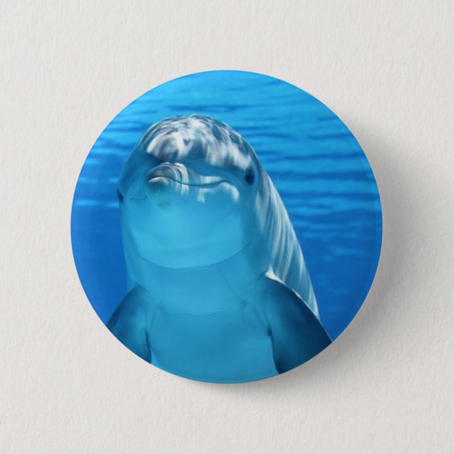 Friendly Dolphin Photo 2 Inch Round Button (Front)