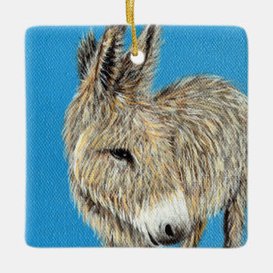 Friendly Donkey Painting Ceramic Ornament