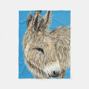 Friendly Donkey Painting Fleece Blanket