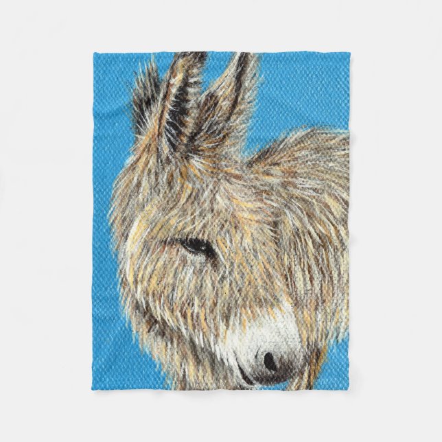 Friendly Donkey Painting Fleece Blanket (Front)
