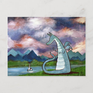 Friendly Dragon Art Postcard Cute Whimsical