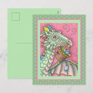FRIENDLY EASTER EGG DRAGON, CUTE FANTASY HOLIDAY POSTCARD
