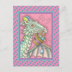 FRIENDLY EASTER EGG DRAGON, CUTE FANTASY POSTCARD