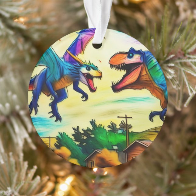 Friendly Encounter - Dragon and Dinosaur Ornament (Tree)