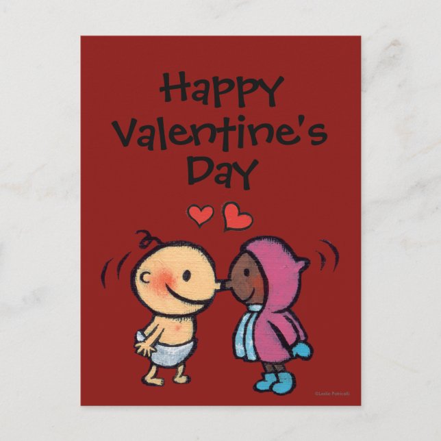 Friendly Eskimo Nose Kisses Kids Holiday Postcard (Front)