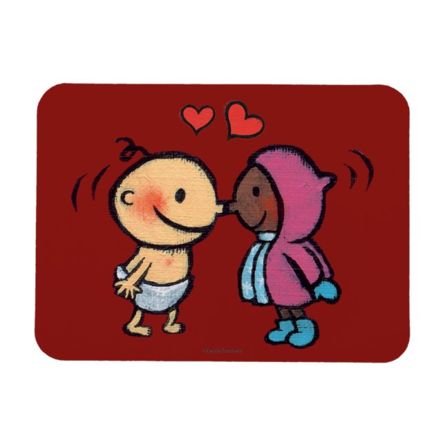 Friendly Eskimo Nose Kisses Kids Magnet (Horizontal)