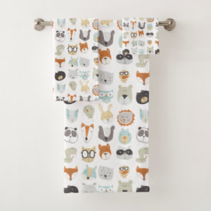 Friendly Faces   Cute Animal Portraits Bath Towel Set
