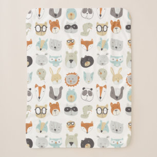 Friendly Faces   Cute Animal Portraits Sherpa Blanket