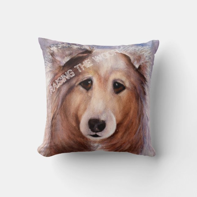 FRIENDLY FAMILY COLLIE THROW PILLOW (Front)