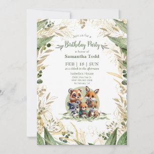 Friendly Forest Animals Birthday Invitation