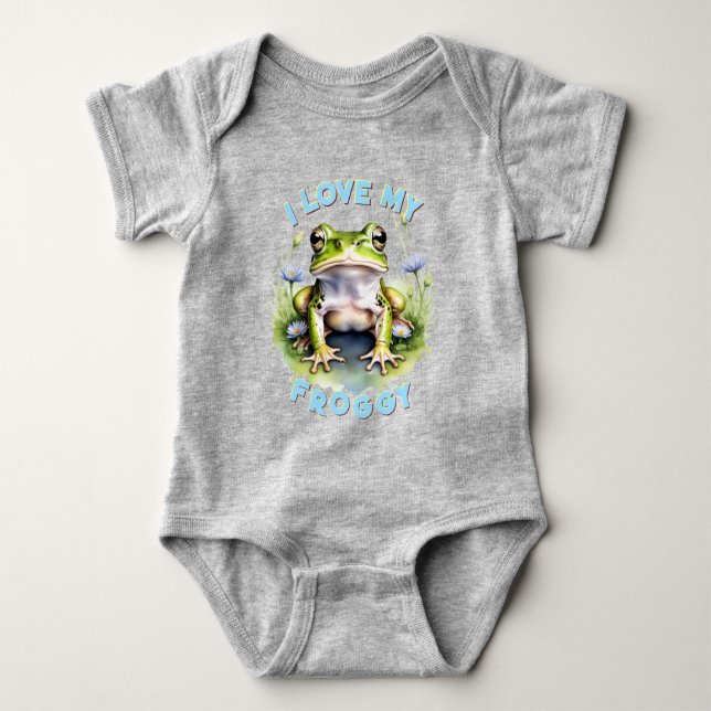 Friendly Froggy Joy - Personalized Baby Bodysuit (Front)