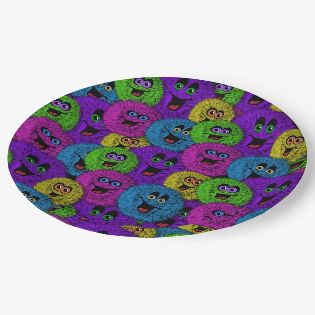 Friendly Fuzzles Cute Creatures Paper Plates (Angled)