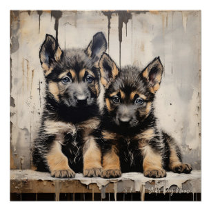 Friendly German Shepherd Puppy Dogs  001 - Raimon  Poster