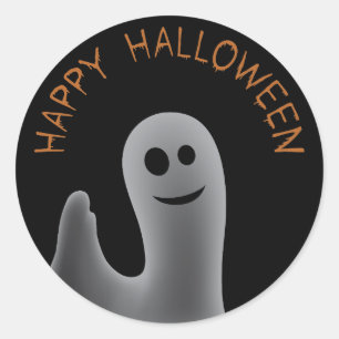 Friendly Ghost (Happy Halloween) Classic Round Sticker