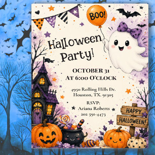 Friendly Ghost Kids Halloween Party Invitation