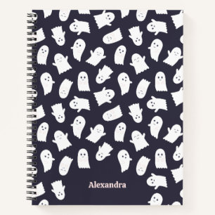 Friendly Ghosts Halloween Pattern Personalized Notebook