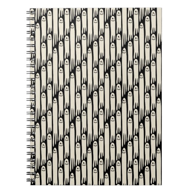 Friendly Ghosts on Cream and Pink – Halloween Patt Notebook (Front)