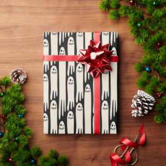 Friendly Ghosts on Cream and Pink – Halloween Patt Wrapping Paper