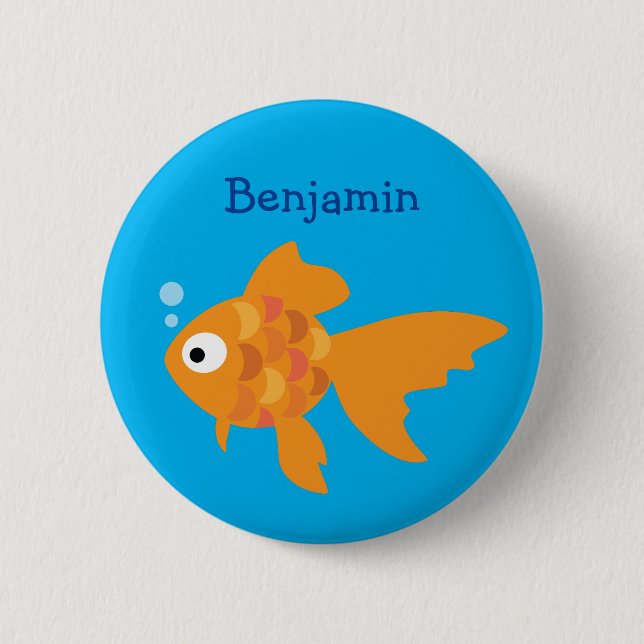 Friendly Gold Fish Illustration 2 Inch Round Button (Front)