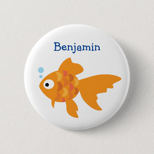 Friendly Gold Fish Illustration 2 Inch Round Button