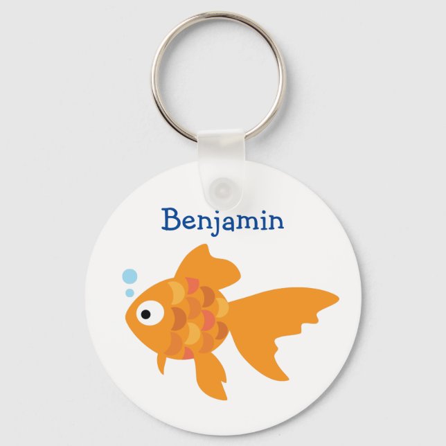 Friendly Gold Fish Illustration Keychain (Front)