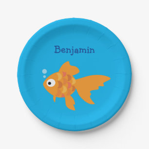 Friendly Gold Fish Illustration Paper Plate