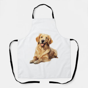 Friendly Golden Retriever Smile - Loyal Dog Portra Apron