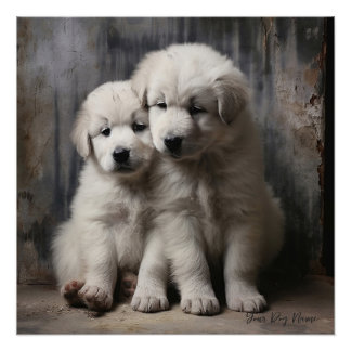 Friendly Great Pyrenees Puppy Dogs  004 - Raimon P Poster