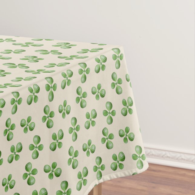 Friendly Green Succulent Leaves on Light Beige Tablecloth (In Situ)