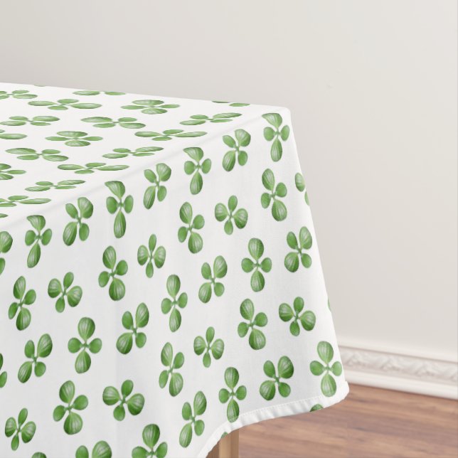 Friendly Green Succulent Leaves on White Tablecloth (In Situ)