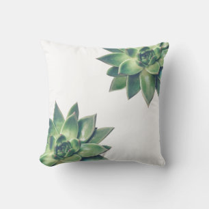 Friendly Green Succulent Plants on White Throw Pillow