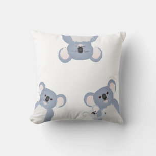 Friendly Grey Koala Group Hanging Out Throw Pillow