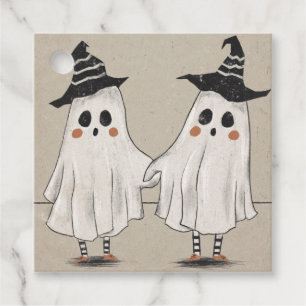 Friendly Halloween Ghost Twins Favour Tags