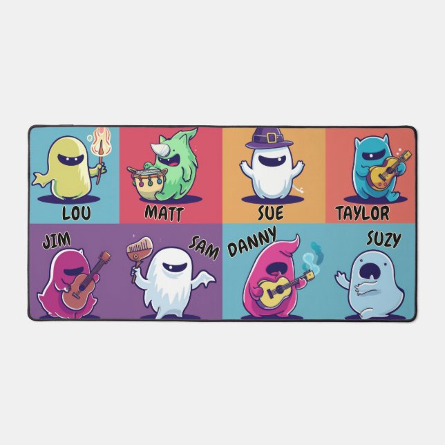 Friendly Halloween Ghosts Desk Mat (Front)