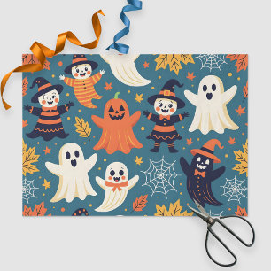 Friendly Halloween Ghosts & Witches Autumn Leaves Tissue Paper