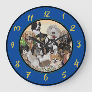 Friendly, Happy Dog Pack Wishes Acrylic Wall Clock