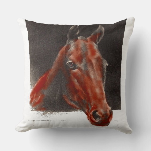 friendly horse throw pillow (Front)
