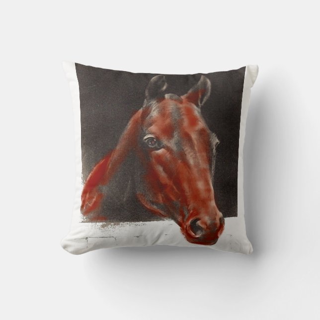 friendly horse throw pillow (Front)