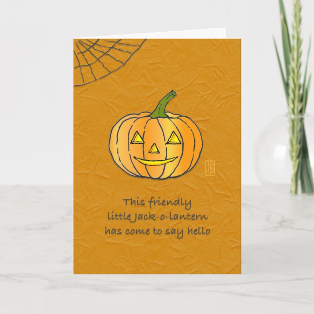 Friendly Jack-o-lantern Halloween Card (Front)
