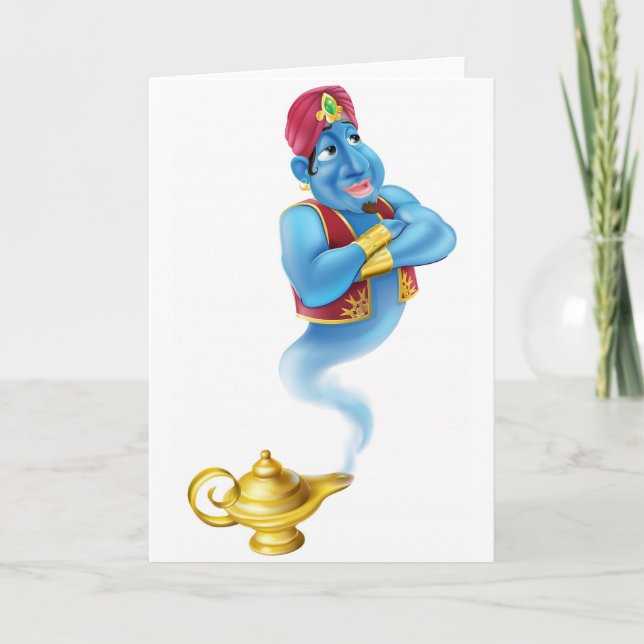 Friendly Jinn or genie and magic oil lamp Card (Front)