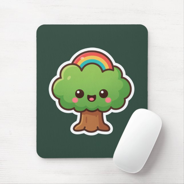 Friendly Kawaii Tree Mouse Pad (With Mouse)