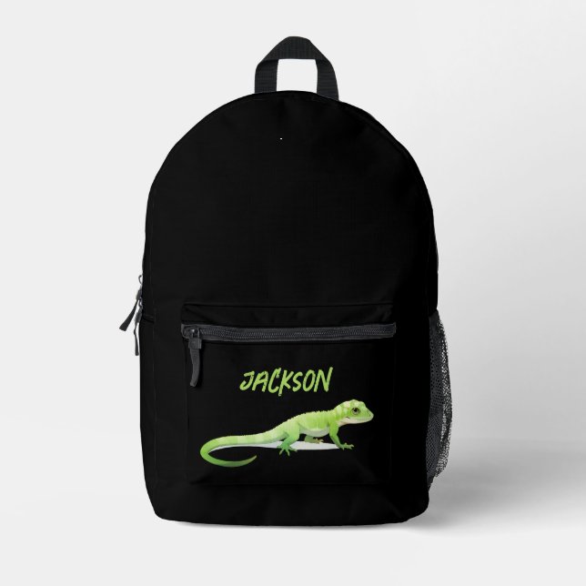 Friendly Lizard With Your Name Printed Backpack (Front)