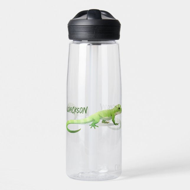 Friendly Lizard With Your Name Water Bottle (Front)