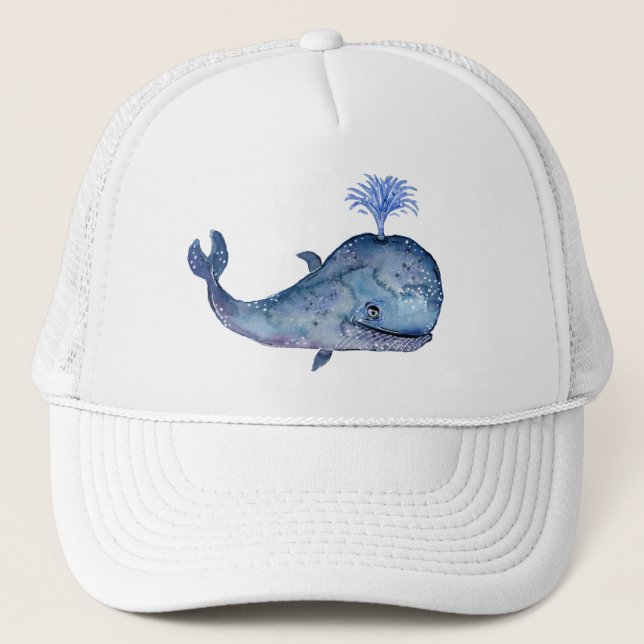 Friendly Looking Blue Whale Trucker Hat (Front)