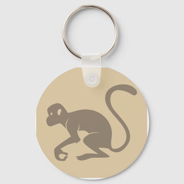 Friendly Monkey Icon Keychain (Front)