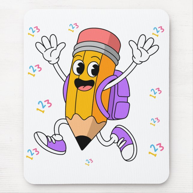 Friendly Pencil Back to School Design.  Mouse Pad (Front)