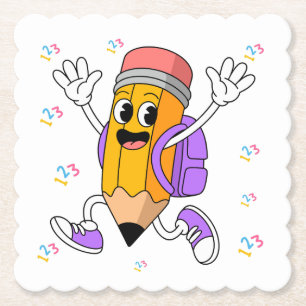 Friendly Pencil Back to School Design.  Paper Coaster