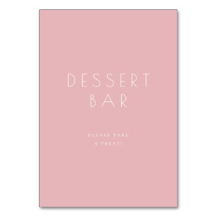 Friendly Pink Minimalist Dessert Bar Sign Table Number