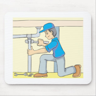 Friendly Plumber Cartoon Mouse Pad